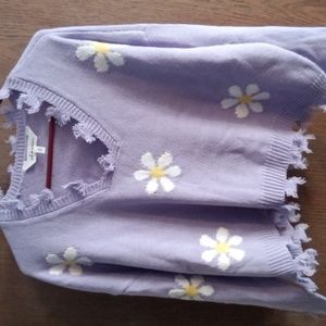 Purple sweater with flowers